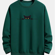 WW | Relax Fit Sweatshirt Mit Schwarzem Katzenprint