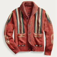 WW | Herren Jacquard Strickjacke Im Weinlese Stil