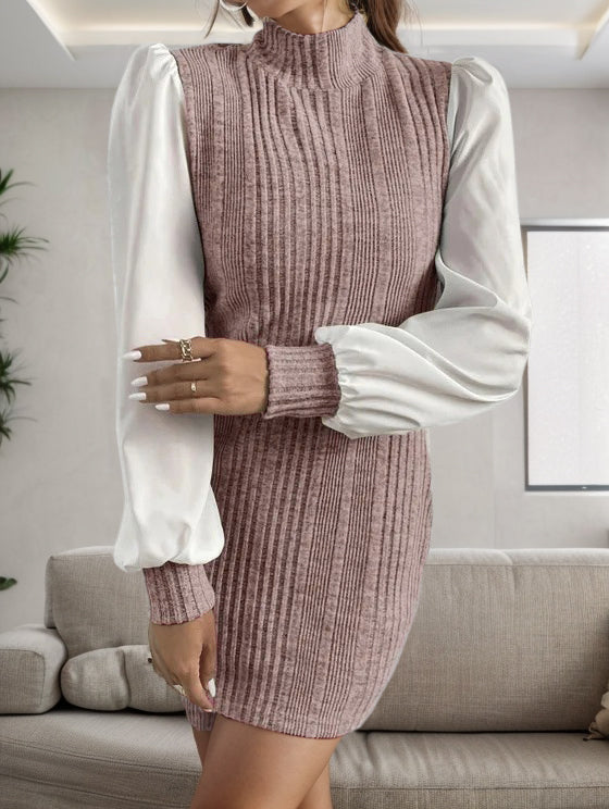 WW | Stilvolle Herbst Gerippte Pullover Kleid Für Frauen