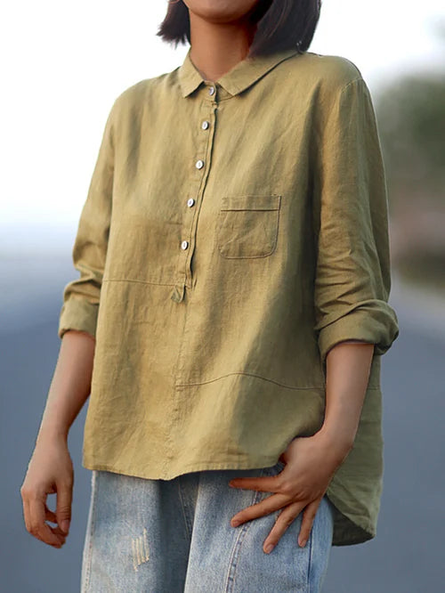 WW | Damen Leinen Langarmshirt