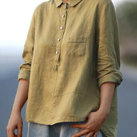 WW | Damen Leinen Langarmshirt