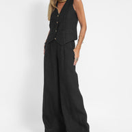 WW | Damen Elegantes 2-teiliges Leinenset