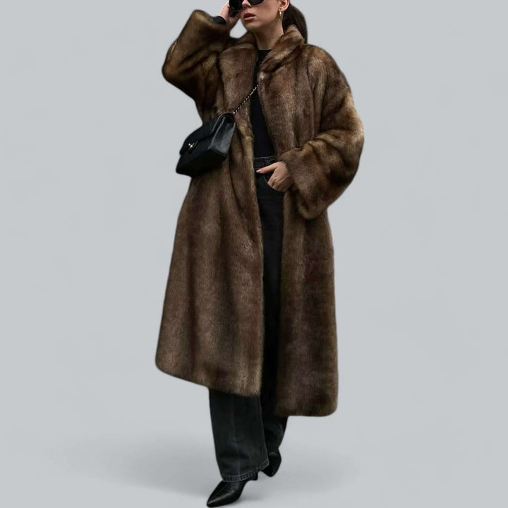 W&W Mode | Eleganter Kunstfell Langer Trenchcoat