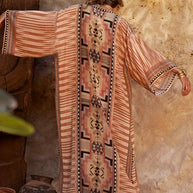 WW | Boho Plus Size Kimono mit Bindegürtel Maxi Tunika