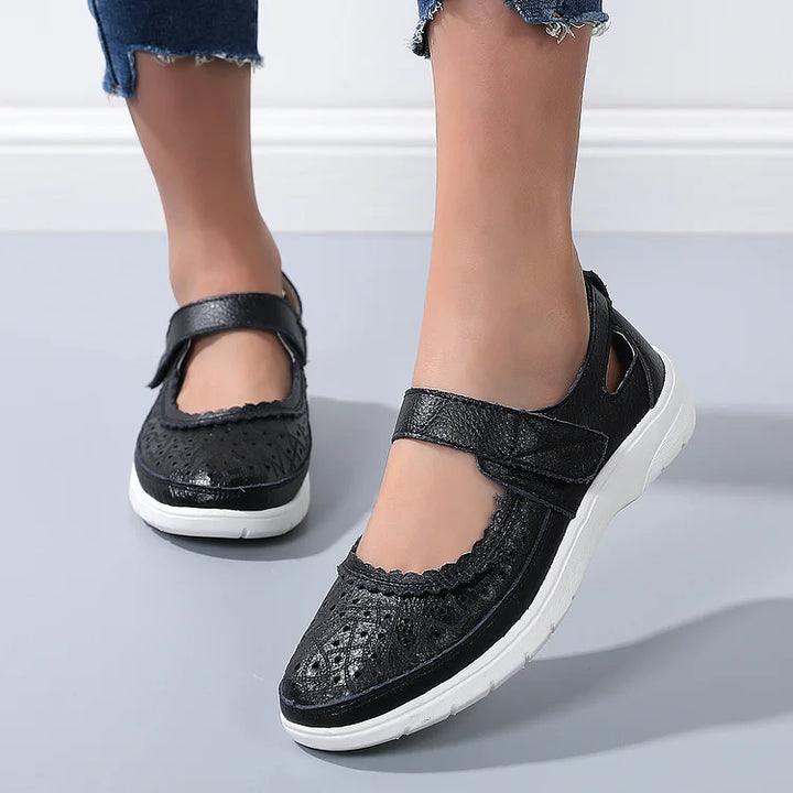 Damen Komfort-Loafer aus weißem Leder mit orthopädischer Unterstützung