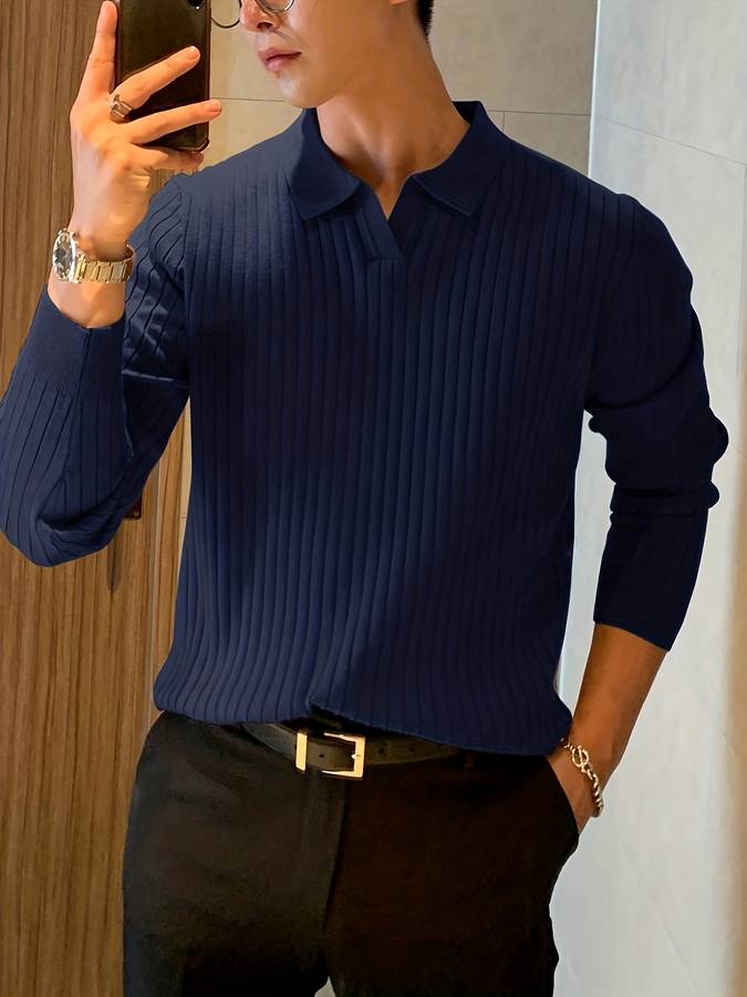 WW - Lässiges Langarm Poloshirt