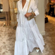 WW | Lange Weiße Kleid mit Hemdkragen