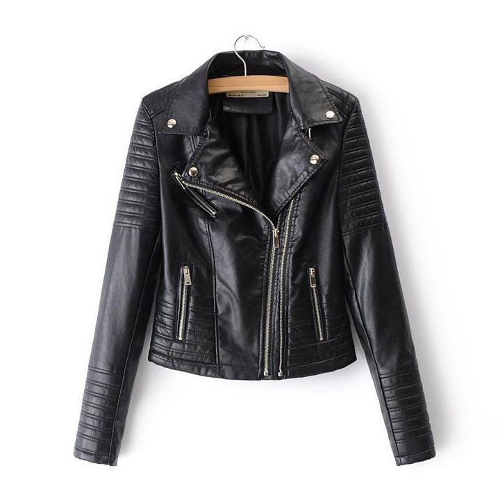 W&W Mode - Revers Reißverschluss Slim Fit Lederjacke