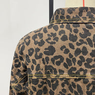 WW - Denimjacke Mit Leopardenmuster Und Langen Ärmeln