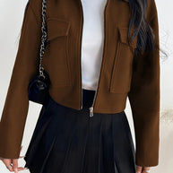 WW | Farbe Vorgezogene Reißverschluss Ärmeljacke