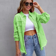 Damenjacke aus Denim mit rohen Kanten