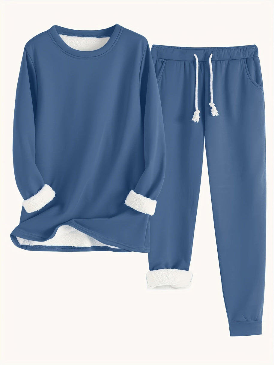 WW | Stilvolle Winter Casual Thermische Sweatshirt- und Jogginghose-Set für Frauen