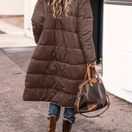 WW | Lange Elegante Gesteppte Damen Winterjacke Mit Futter Aus Fleece