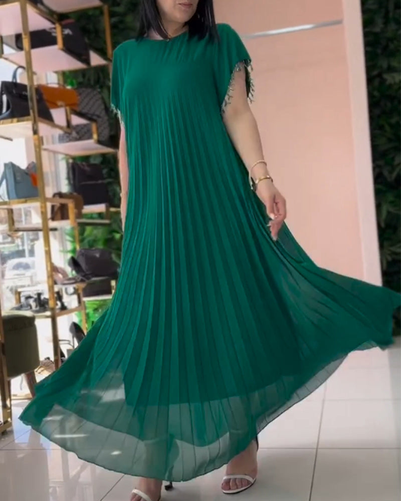 WW | Kleid mit Kurzen Ärmeln und Falten