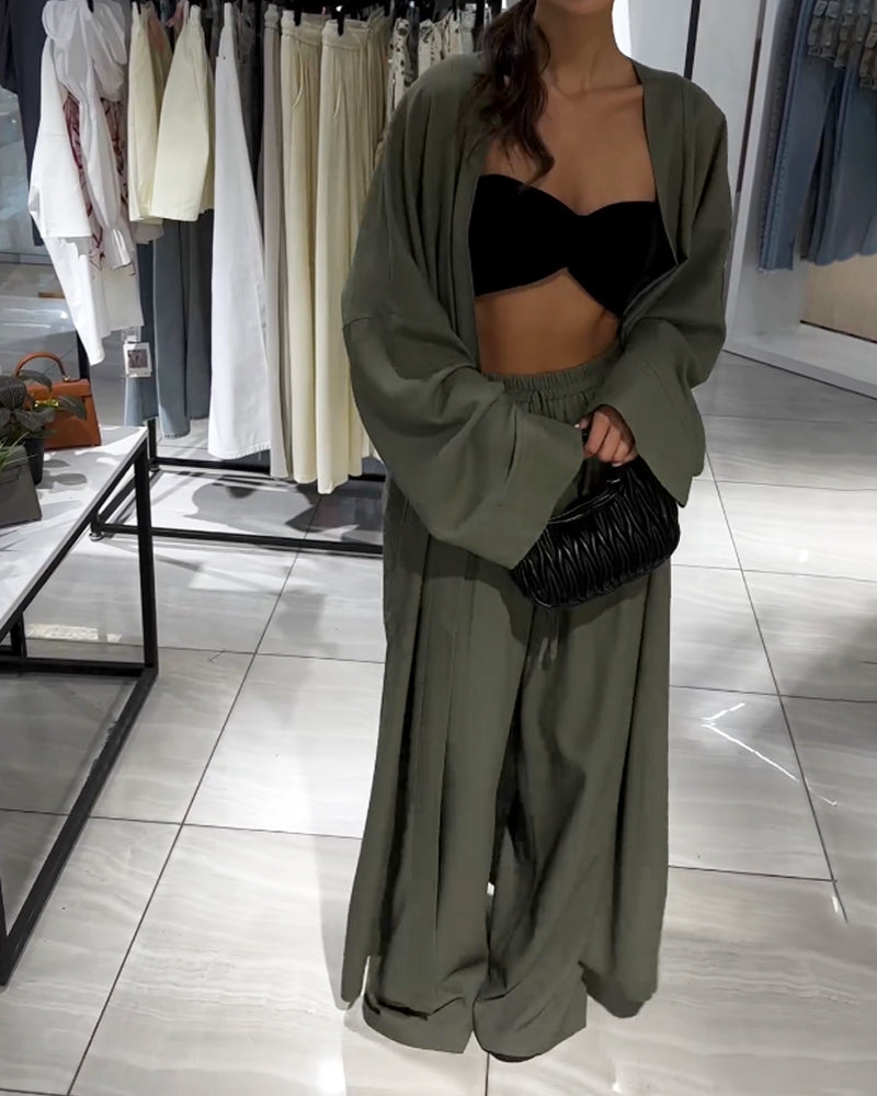 W&W Mode | Leinen Kimono Und Hosen Satz