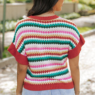 WW | rotes Crop-Top mit farbiger Struktur Für Frauen