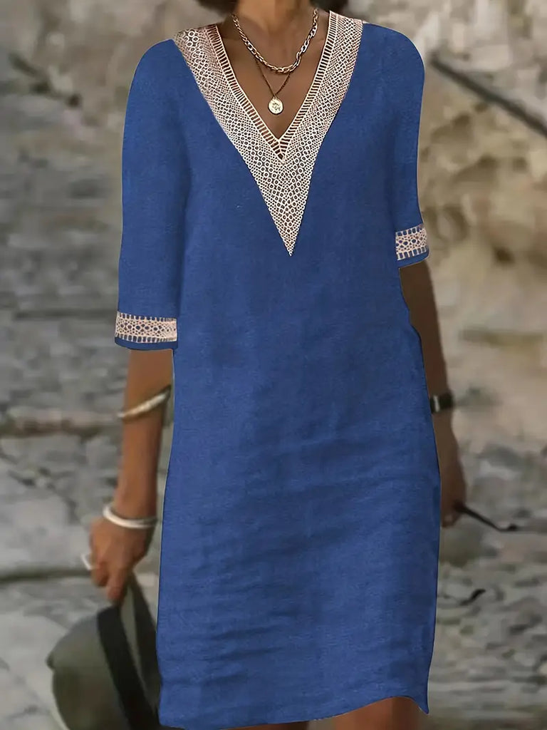 Casalina™ – Luftiges Leinen-Sommerkleid mit Stick-Details