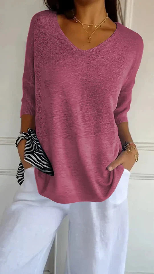 W&W Mode | Bequemes Damen-Stricktop mit V-Ausschnitt