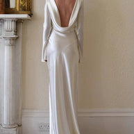 WW | Pearl Eden Satin Rückwärtig Offene Cowl Neck Gown Maxi Kleid