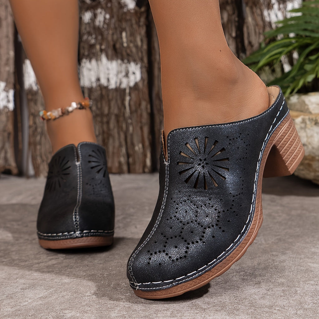 WW | Damen Clogs Mit Blumenausschnitt Und Weicher Sohle