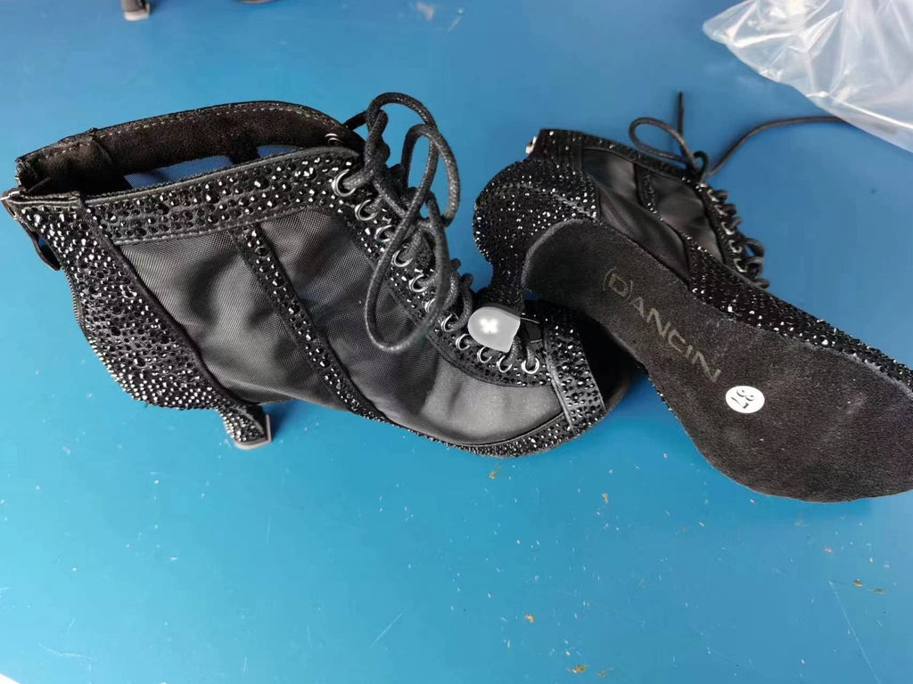 WW | Strass Lateinische Tanzschuhe Erwachsene Frauen Mittel Hoher Absatz