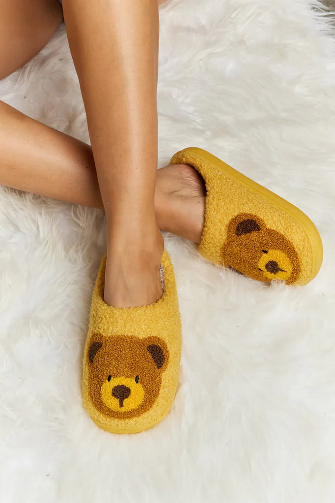 WOLFF | Stilvolle Winter Chic Teddybear Print Slide Slippers Für Frauen