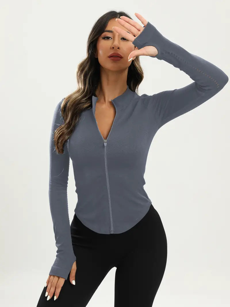 W&W Mode | Schwarze Damen Yoga Jacke | Slim Fit und Bequem