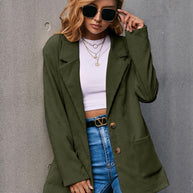 WW | Corduroy Langarm Longline Blazer mit Taschen