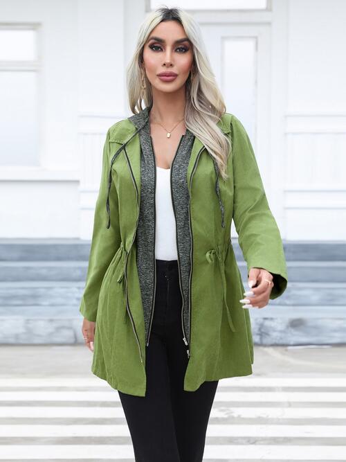 WW | Zip-Up-Drawstring-Kapuze-Trenchcoat