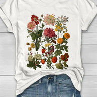 WW | Weinlese Blumen T-shirt Retro Stil Für Lässige Chic