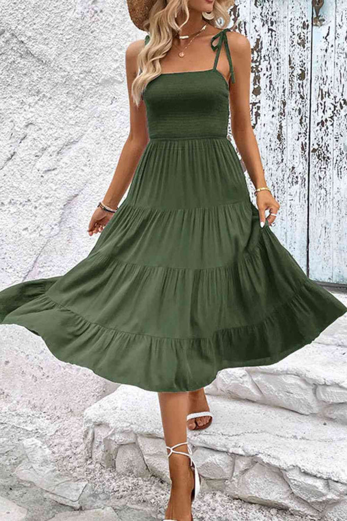WW | Krawattenträger Schicht Midi Kleid