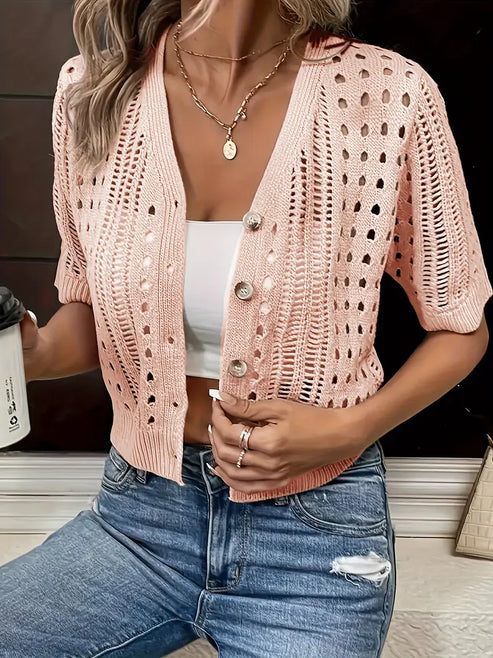 WW | Vielseitiger Komfort, eleganter V-Ausschnitt Cardigan für Damen