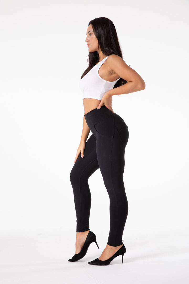W&W Mode | Stramme Schwarze Leggings mit Hohem Bund