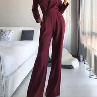 WW | modischer langer Overall mit Kragen und weitem Bein für einen stilvollen und modernen Look