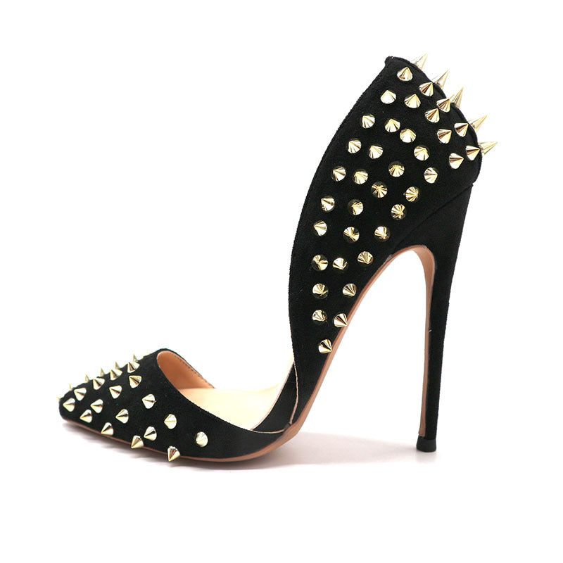 WW | Damen Schuhe Schwarz Wildleder Gold Nieten