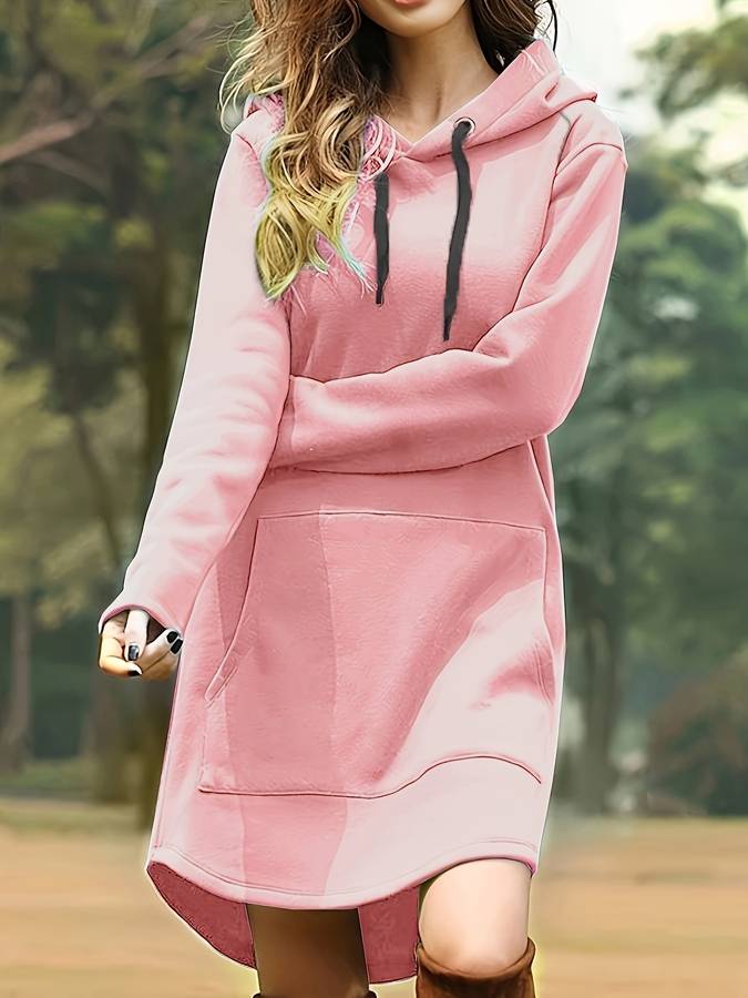 W&W Mode - Rotes Kapuzen Sweatshirtkleid mit Taschen