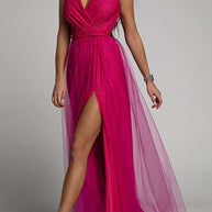 WW | It'S My Day Light Tulle Schlitz Maxi Kleid