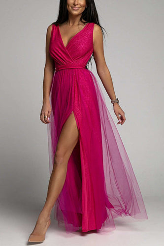 WW | It'S My Day Light Tulle Schlitz Maxi Kleid