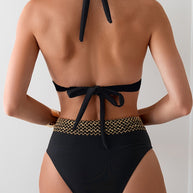 WW | Bikini Satz Mit Hoher Taille Und Geflochtener Einfassung Für Damen