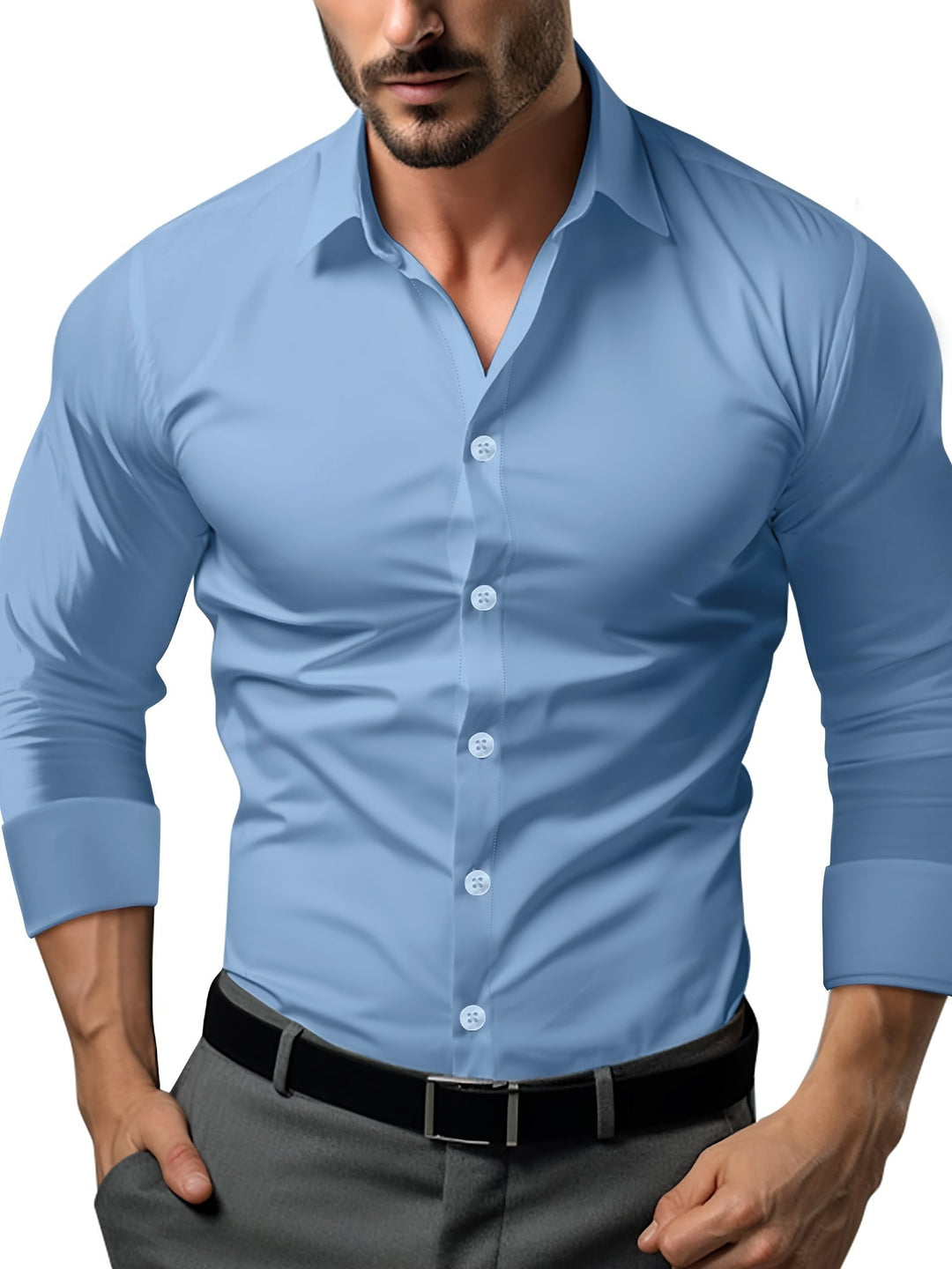 W&W Mode | Slim Fit Einfarbiges Baumwollhemd