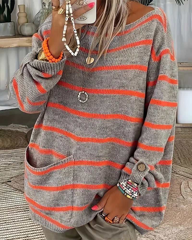 W&W Mode – Warmer gestreifter Damenpullover