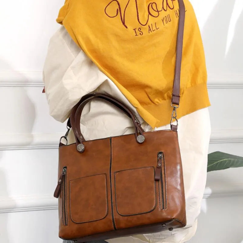 Zeitlose Damen-Handtasche mit Reißverschluss & verstellbarem Riemen