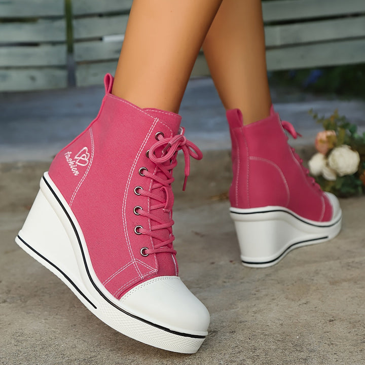 W&W Mode | Einfache Canvas Stiefeletten Mit Liebesmotiv