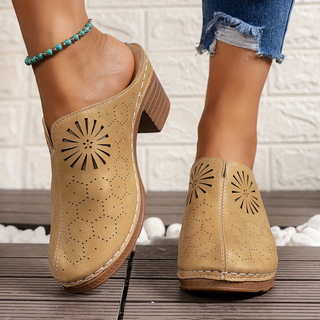 WW | Damen Clogs Mit Blumenausschnitt Und Weicher Sohle