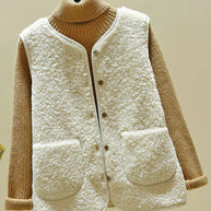 WW - Warmer Ärmelloser Lammwolle Cardigan Für Frauen