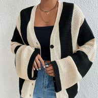 WW | Gestreifter Knopf-Cardigan