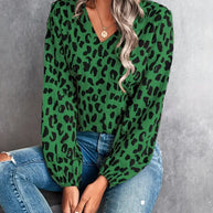 WW | Bluse mit V-Ausschnitt und Leopardenmuster
