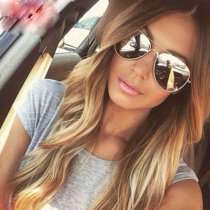W&W Mode | Klassische Aviator-Sonnenbrille mit Goldenem Rahmen für Damen