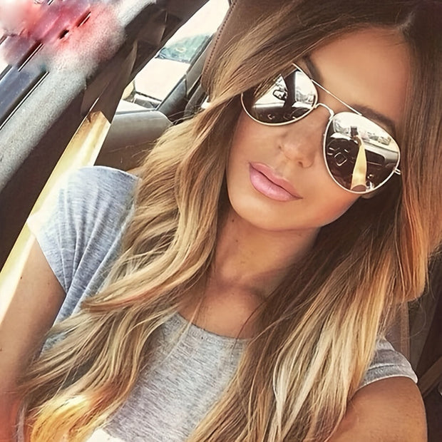 WW | Klassische Aviator-Sonnenbrille mit Goldenem Rahmen für Damen