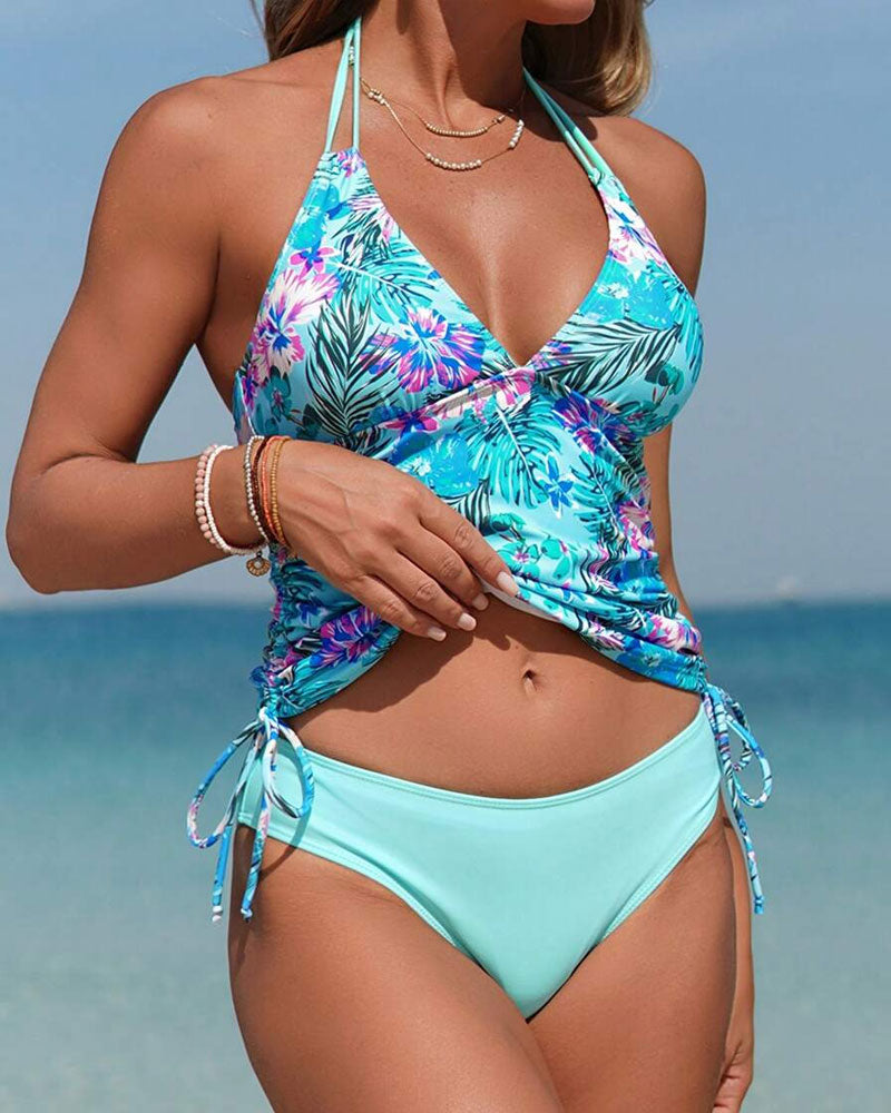 WW | Tankini Zweiteilig Blumenmuster Halterneck Triangel